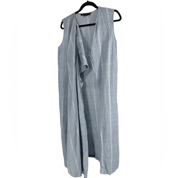 Rujeta Sheth  chambray duster dress with large shawl collar medium pockets - Picture 4 of 6